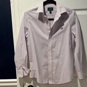 Ralph Lauren Boys Pink and White Checkered Dress Shirt. NWOT
